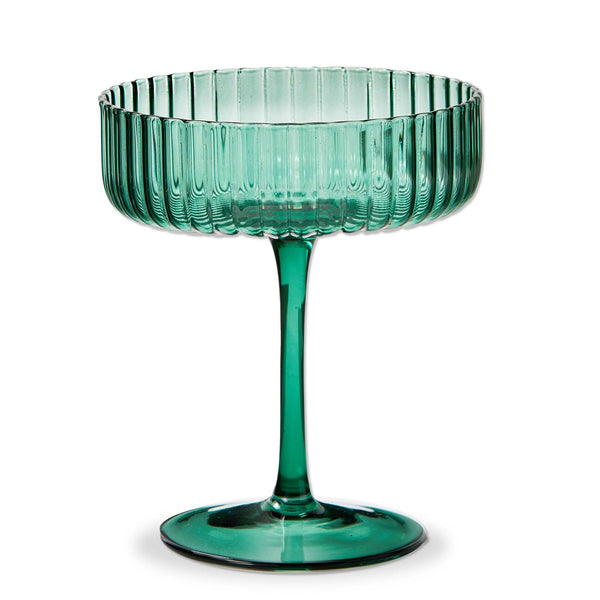Gramercy Fluted Coupe Glass Spruce Everyday, Christmas: Spruce / Soda lime glass / Hand wash