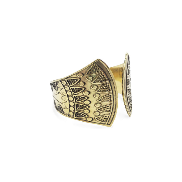 Wide Lotus Bangle Brass - Adjustable