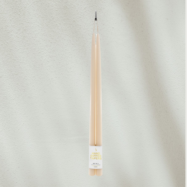 18" Joint Wick Taper Candles, Ivory
