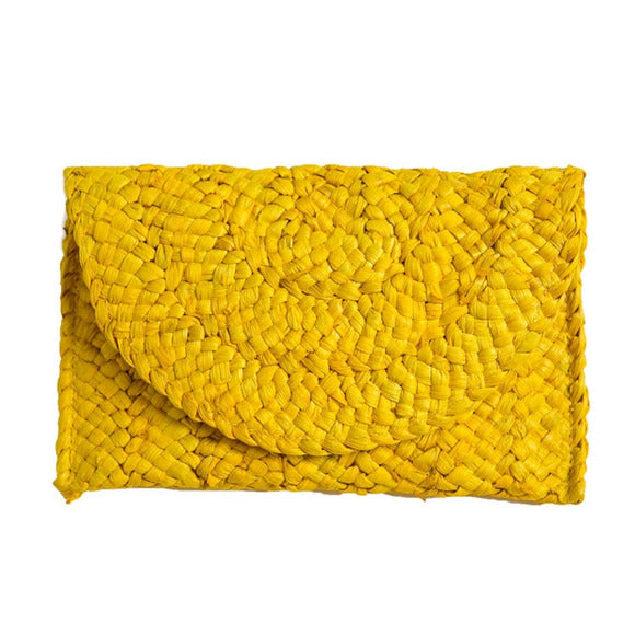 Rattan Clutch, Canary Yellow