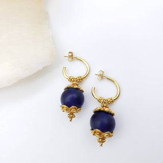 Greco-Roman Blue Glass Earrings