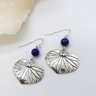 Aoi Leaf Earrings - Sterling Silver with Lapis