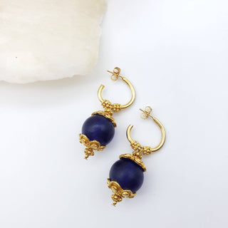 Greco-Roman Blue Glass Earrings