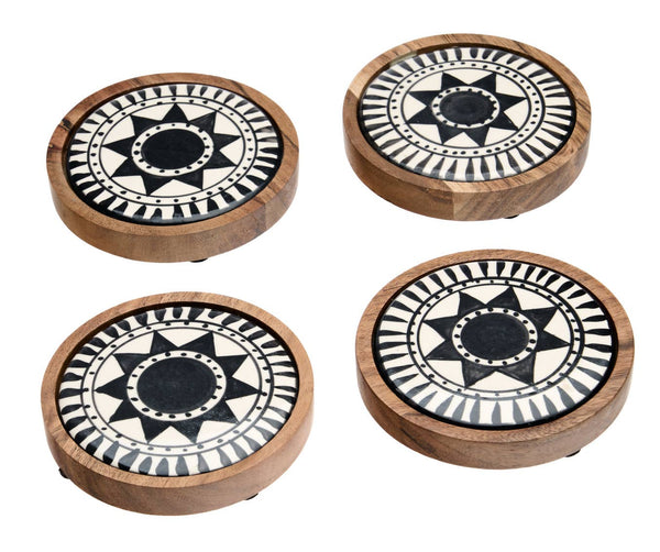 Set of Four Mandala Inspired Print Coasters