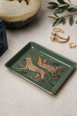 Duo Leopard Ceramic Tray