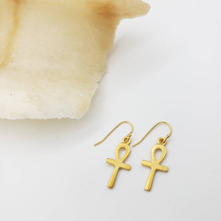 Egyptian Ankh Earrings - Gold Plated