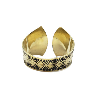 Wide Lotus Bangle Brass - Adjustable