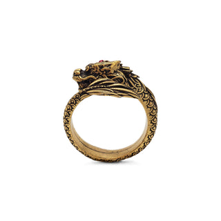Dragon Ring - Antiqued Gold Finish - Adjustable