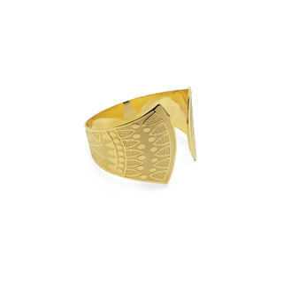 Wide Lotus Bangle Gold Plated Brass - Adjustable