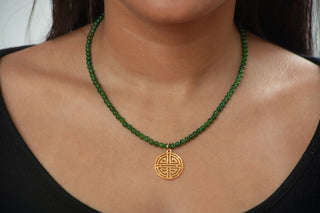 Shou Symbol Necklace with Jade - Ancient Chinese Inspired
