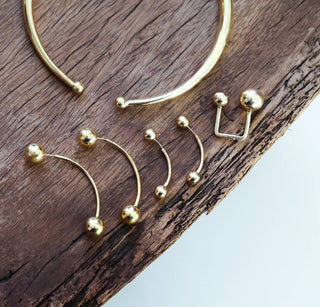 Brass Beads Sphere Beads Arc Earrings