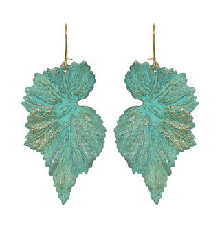 Begonia Leaf Earrings Verdigris Patina