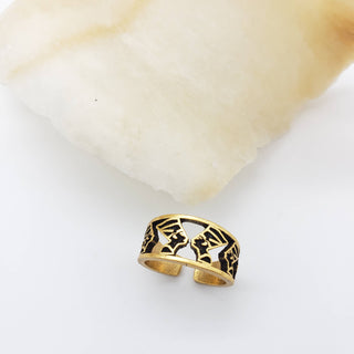 Egyptian Nefertiti Ring - Antique Gold Finish, Adjustable
