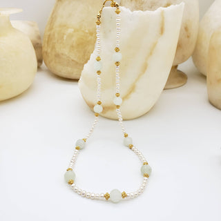 Jade Dragon Bead and Pearl Necklace