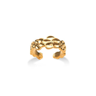 Asian Floral Ring - Bright Gold - Adjustable