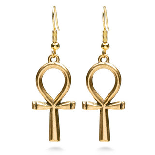 Egyptian Ankh Earrings - Large Gold Finish