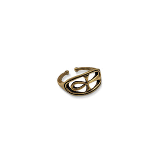Egyptian Ankh Circle Ring - Antique Gold Finish, Adjustable