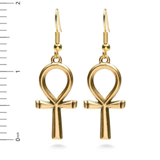 Egyptian Ankh Earrings - Large Gold Finish