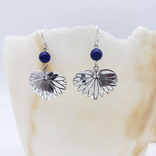 Aoi Leaf Earrings - Sterling Silver with Lapis