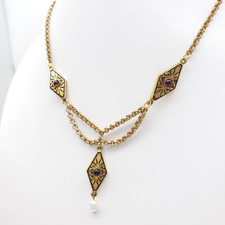 Medieval Garnet Choker Necklace - 16.5"