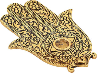 Gold Hamsa Hand Incense Holder – 5.25", Metal