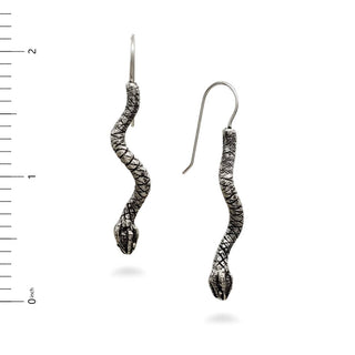 Egyptian Snake Earrings - Antique Silver Finish