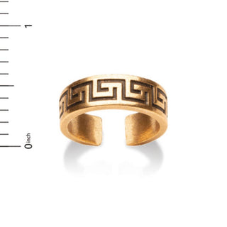 Classical Meander Ring - Antiqued Gold - Adjustable