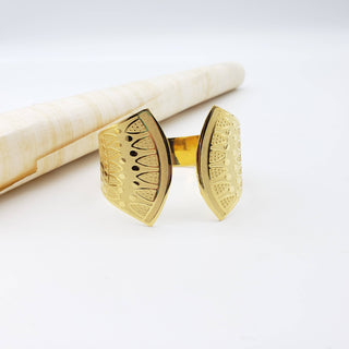 Wide Lotus Bangle Gold Plated Brass - Adjustable