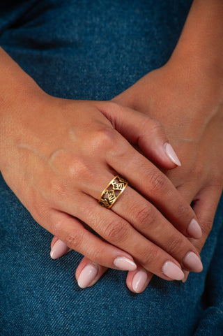 Egyptian Nefertiti Ring - Antique Gold Finish, Adjustable