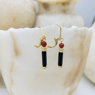 Tigris Earrings - Egyptian Inspired - Black Onyx & Carnelian
