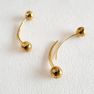 Brass Beads Sphere Beads Arc Earrings