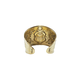 Wide Egyptian Scarab Bangle Brass - Adjustable
