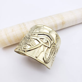 Wide Egyptian Eye Bangle Brass - Adjustable