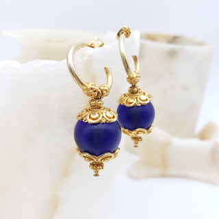 Greco-Roman Blue Glass Earrings