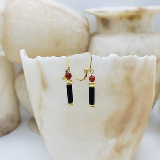 Tigris Earrings - Egyptian Inspired - Black Onyx & Carnelian