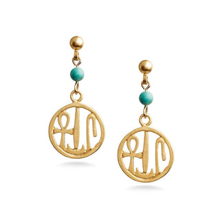 Egyptian Life, Health and Prosperity Earrings with Turquoise