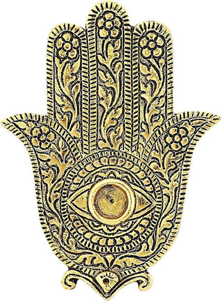 Gold Hamsa Hand Incense Holder – 5.25", Metal