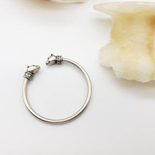 Egyptian Cat Cuff Bracelet - Silver Finish - Bastet Goddess
