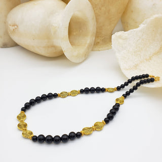 Klimt Inspired Onyx Spiral Necklace