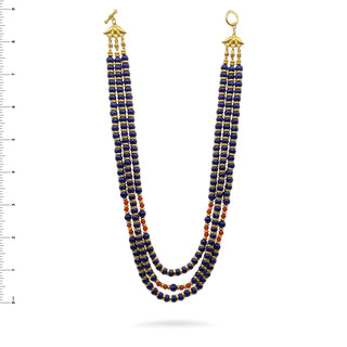 Nefertari Triple Strand Necklace with Lapis and Carnelian