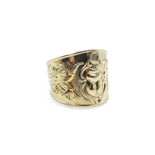 Wide Egyptian Scarab Bangle Brass - Adjustable