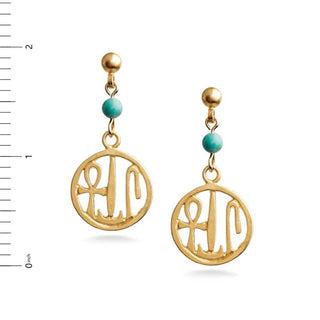 Egyptian Life, Health and Prosperity Earrings with Turquoise
