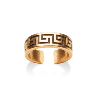 Classical Meander Ring - Antiqued Gold - Adjustable