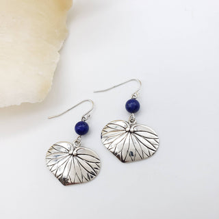 Aoi Leaf Earrings - Sterling Silver with Lapis