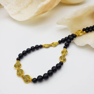 Klimt Inspired Onyx Spiral Necklace
