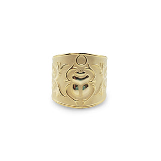 Wide Scarab Bangle Gold Plated Brass - Adjustable