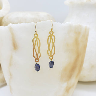 Herculean Knot Earrings with Iolite - Roman Inspired