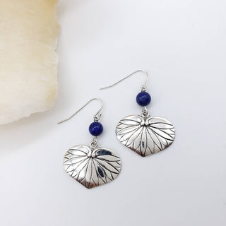Aoi Leaf Earrings - Sterling Silver with Lapis