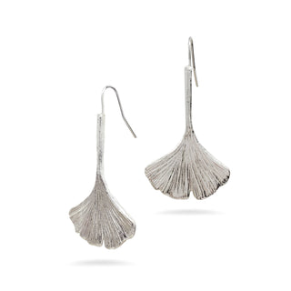 Ginkgo Leaf Earrings - Silver