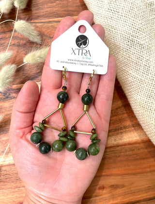 The Regan Earring - Olive Jade